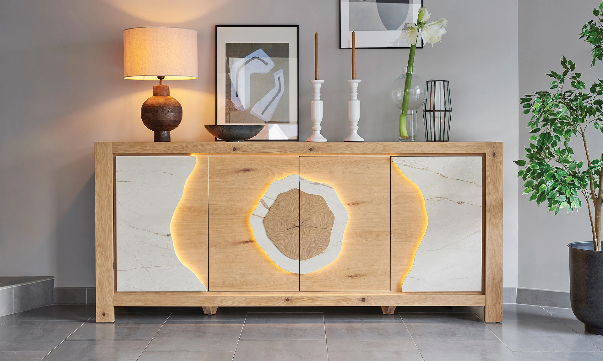 Argile - Enfilade 4 portes avec LED