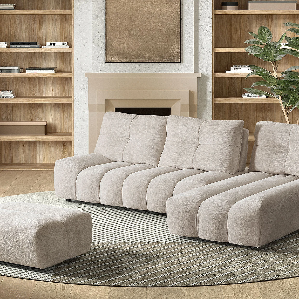 Auni - Canapé 3 places avec chaise longue