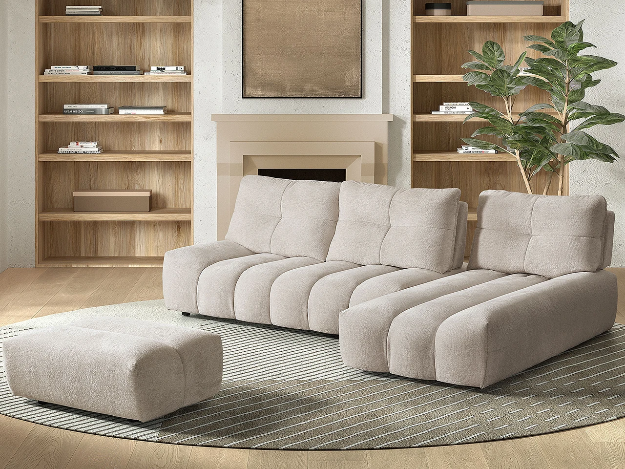 Auni - Canapé 3 places avec chaise longue