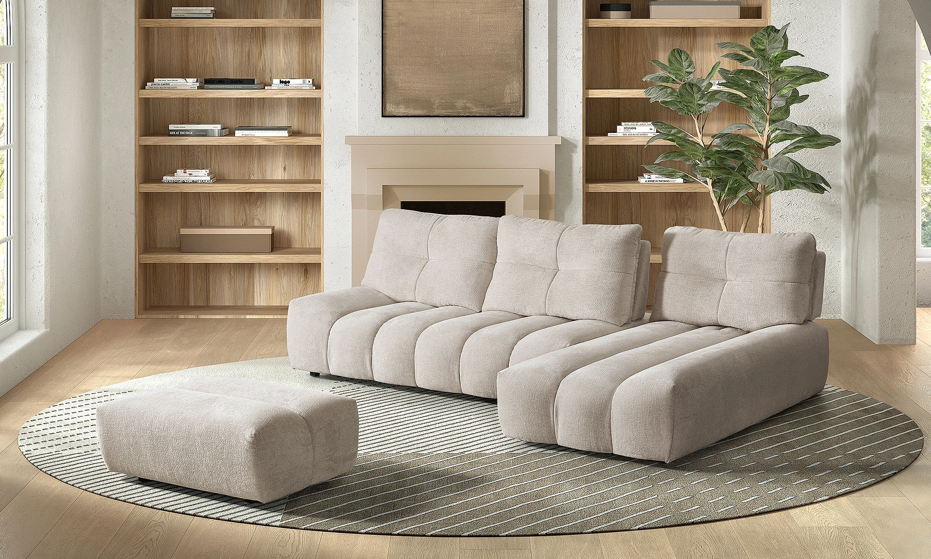 Auni - Canapé 3 places avec chaise longue