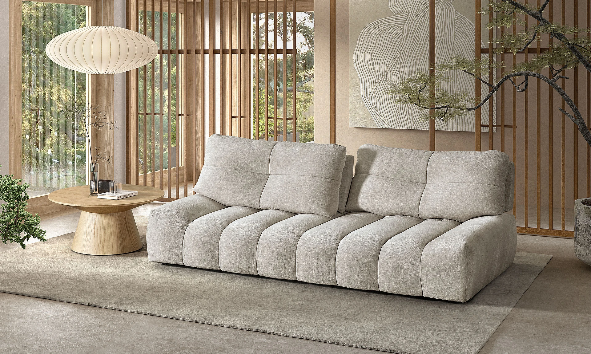 Auni - Canapé 3 places avec chaise longue