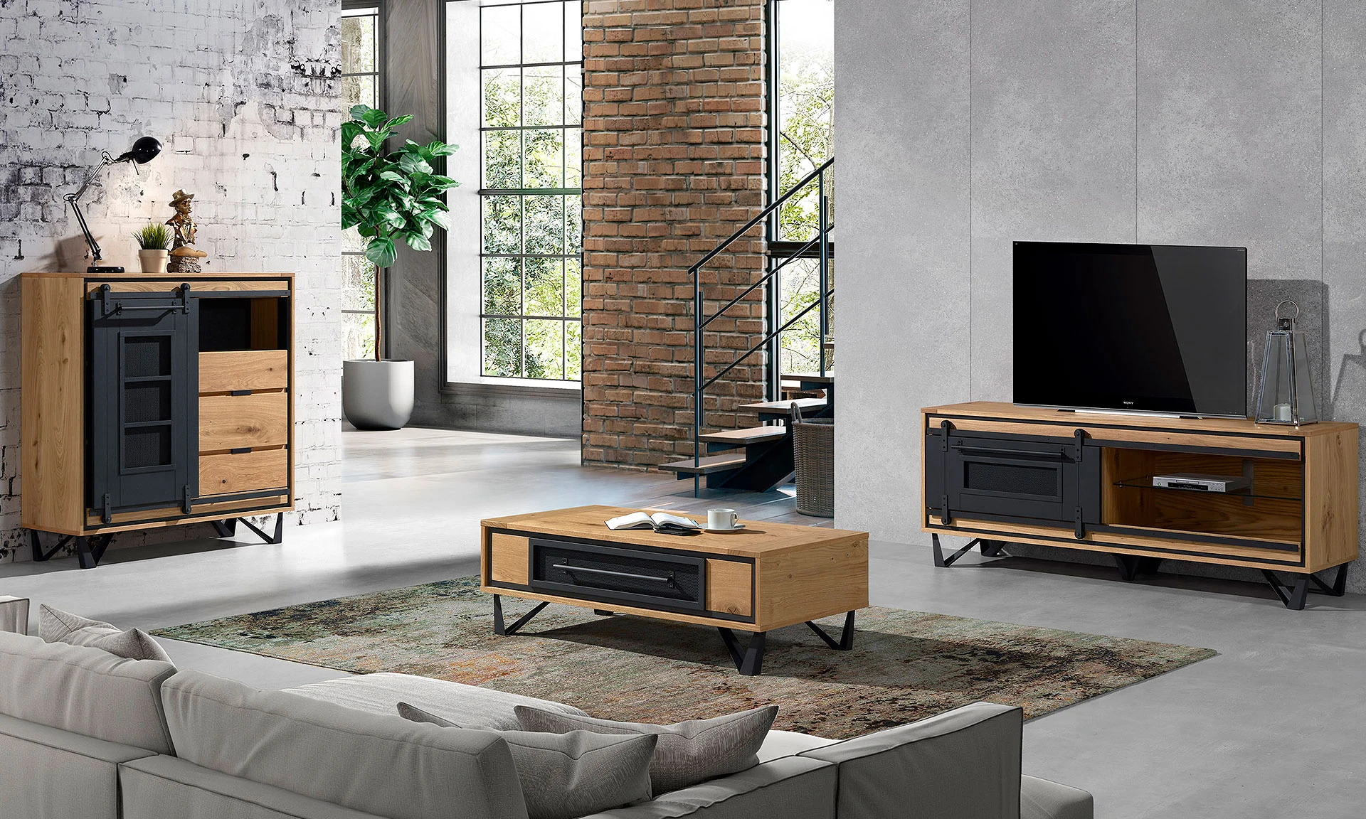 Austro - Bibliothèque, meuble TV et table basse