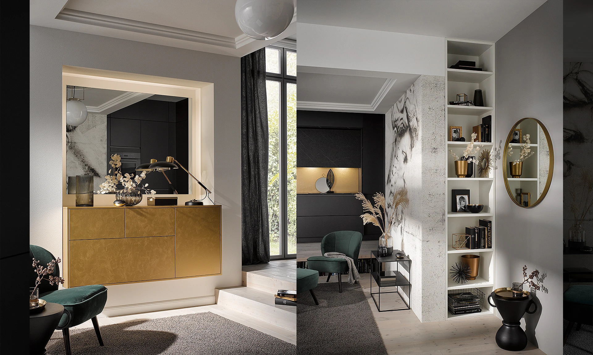 AV 2035 / AV 4070 - Cuisine moderne ton or et graphite