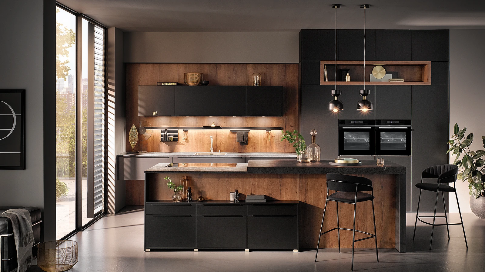 AV 6000 - Cuisine élégante tons bois et noir
