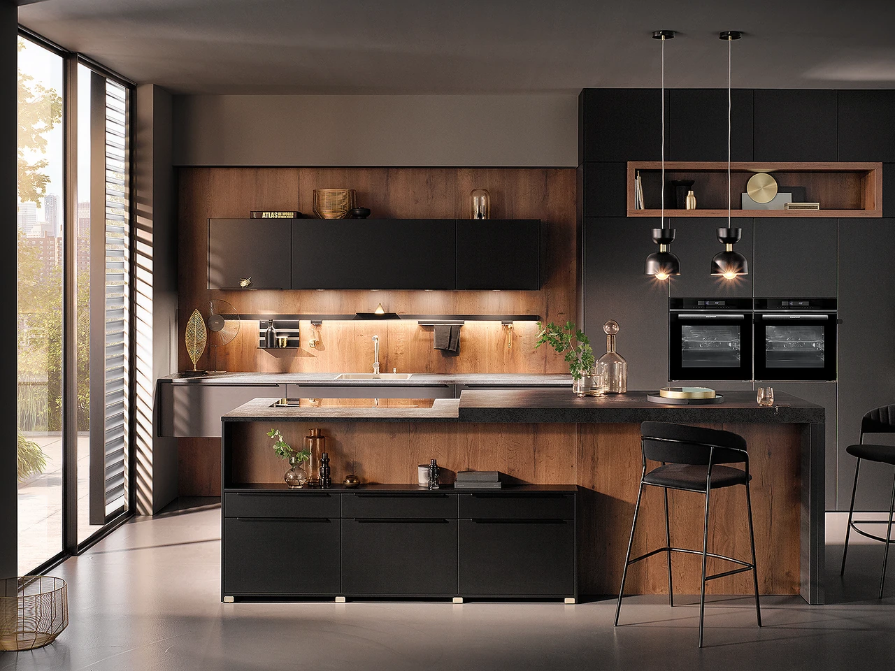 AV 6000 - Cuisine élégante tons bois et noir