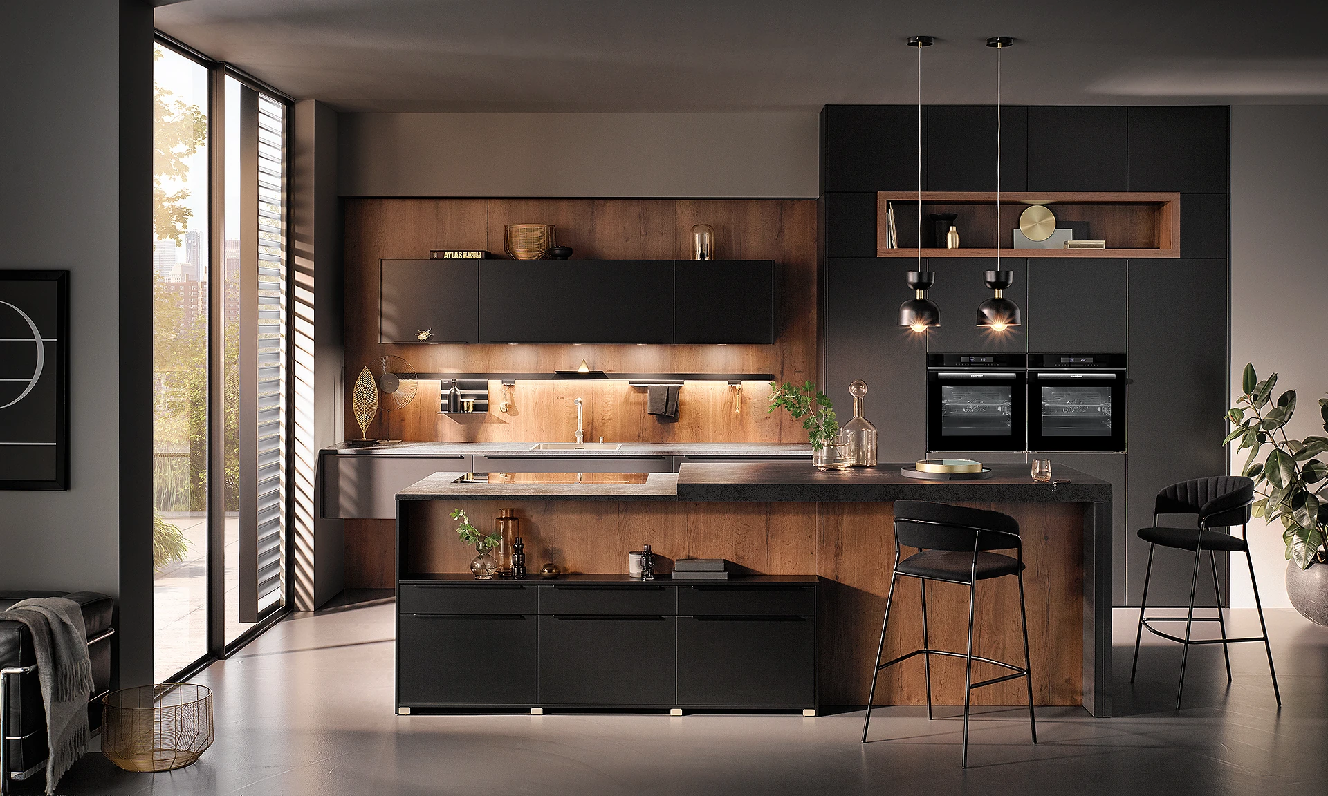 AV 6000 - Cuisine élégante tons bois et noir