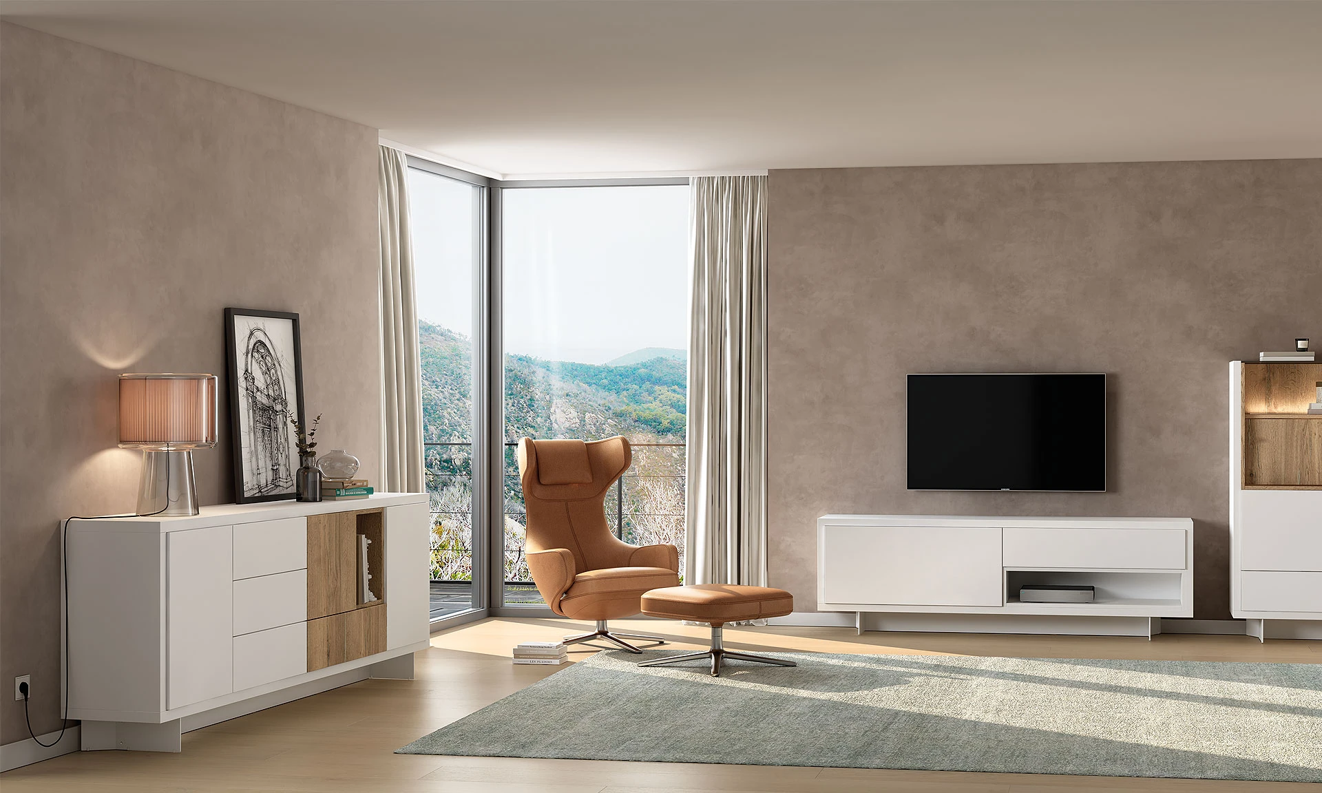 Barcelone - Meuble TV et Vitrine composable