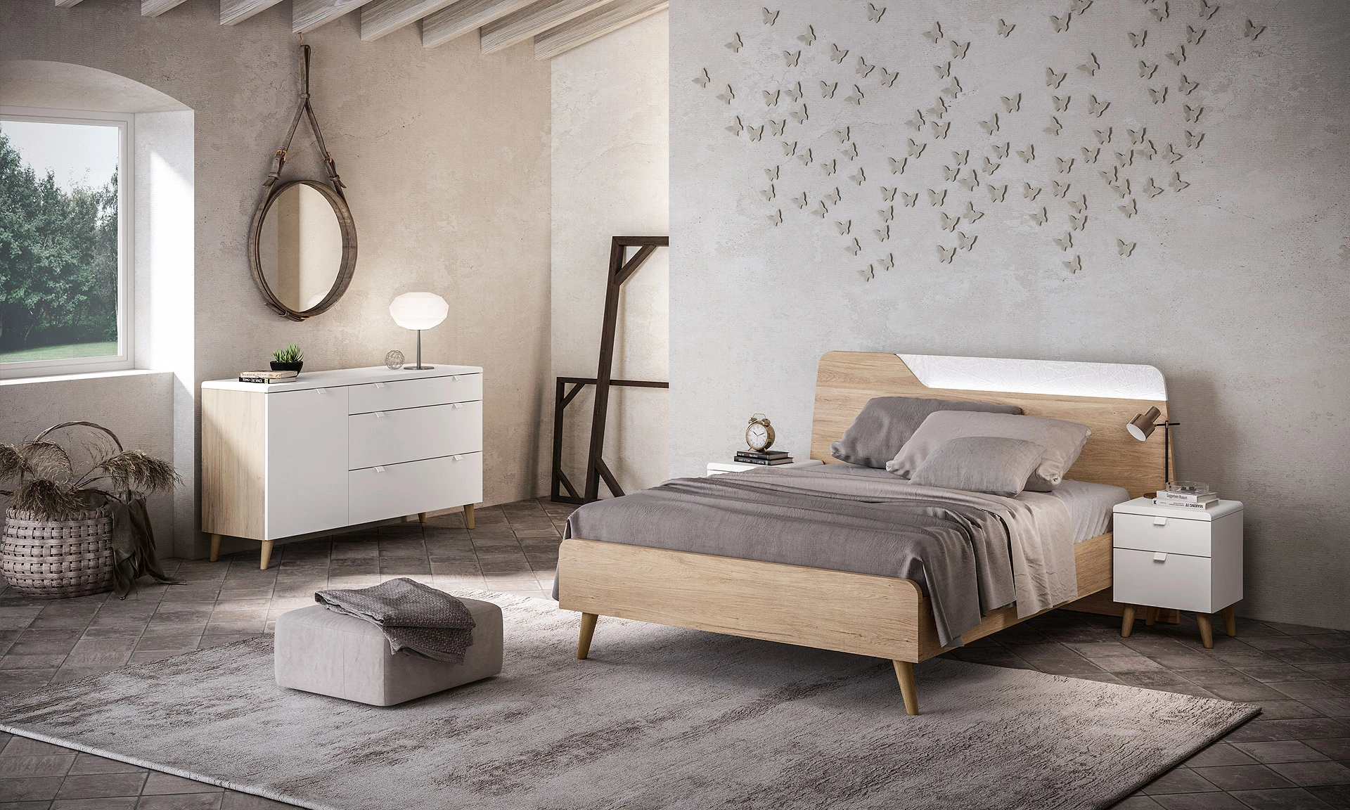 Celio Bloom - Lit avec chevets tablettes attenants