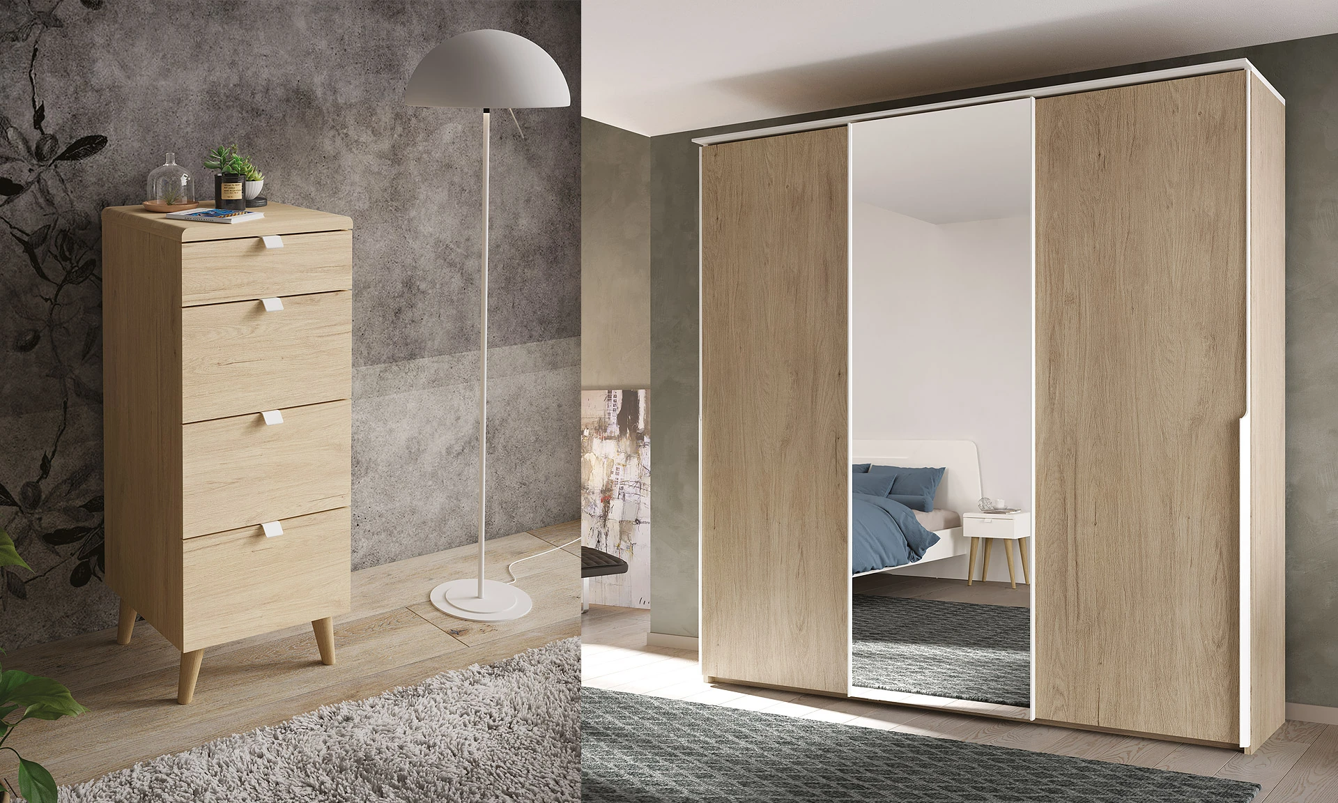 Celio Bloom - Lit avec chevets tablettes attenants