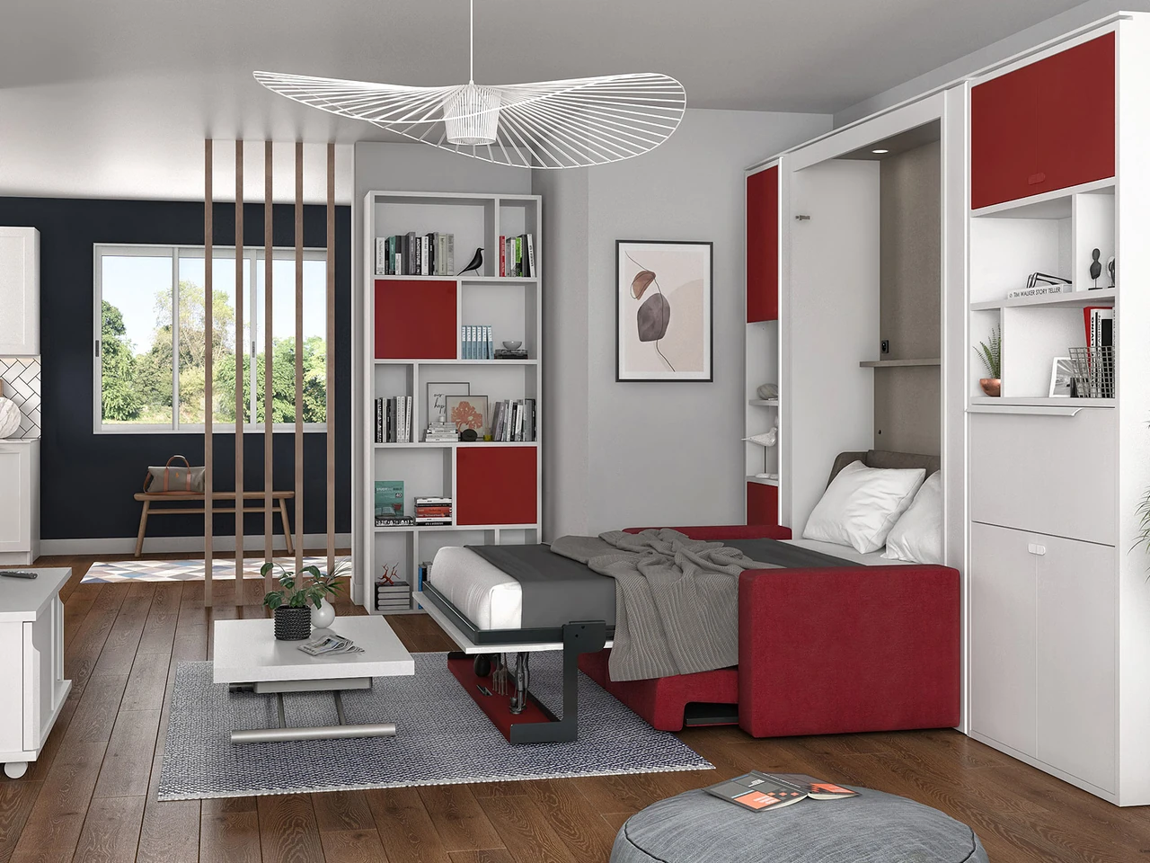 Celio Smart - Armoire-lit verticale avec banquette