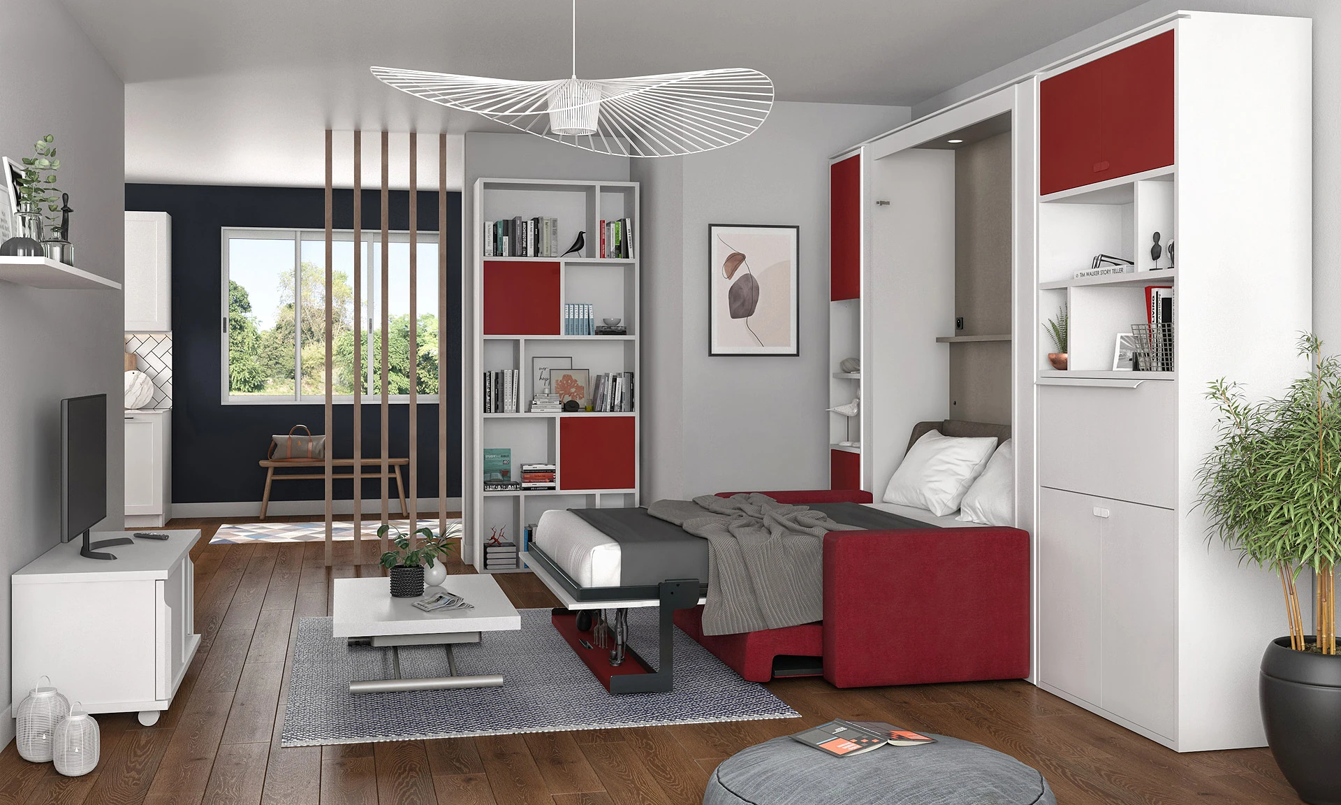Celio Smart - Armoire-lit verticale avec banquette