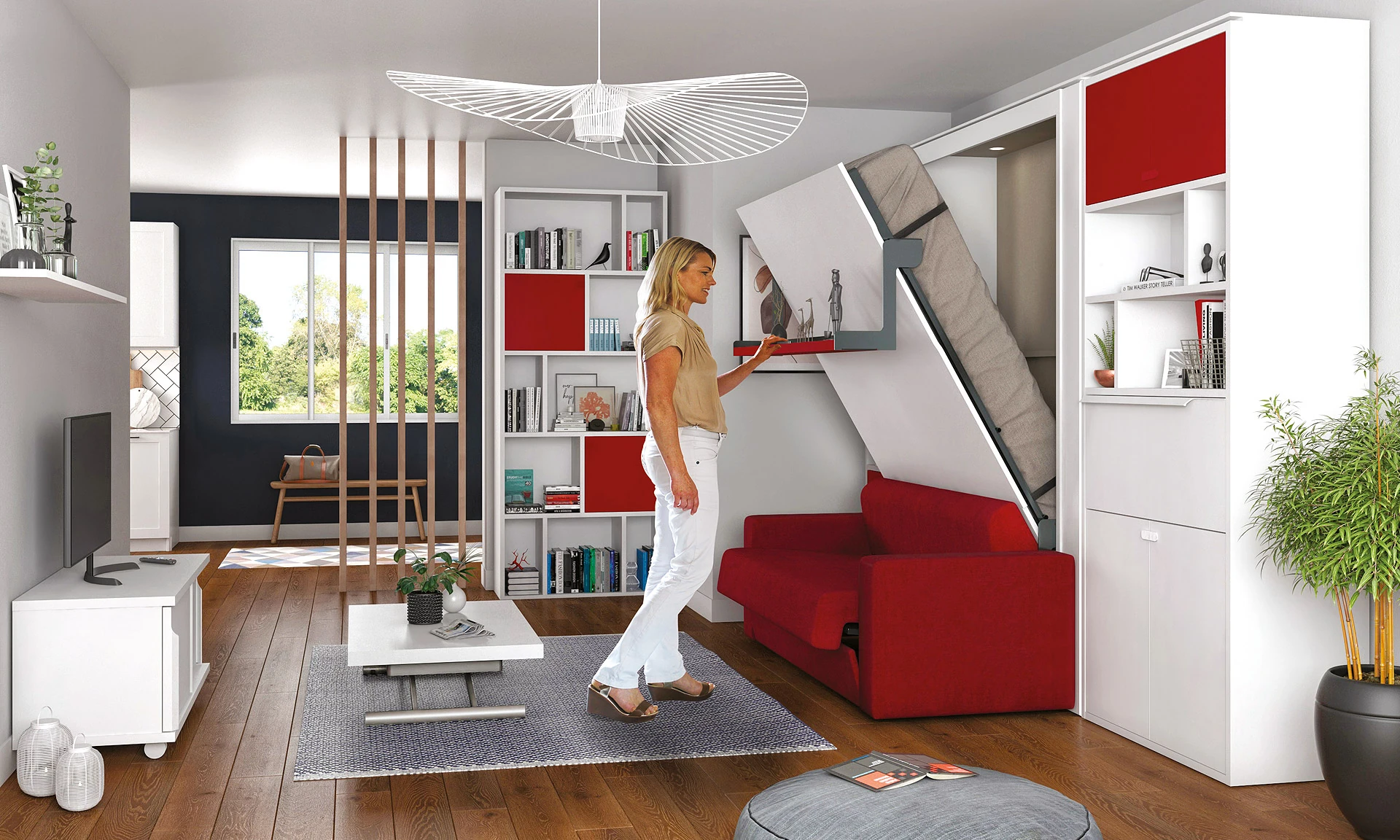 Celio Smart - Armoire-lit verticale avec banquette