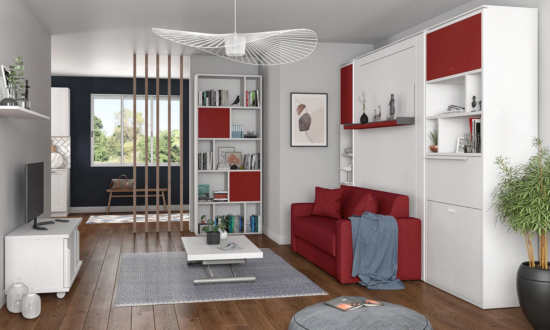 Celio Smart - Armoire-lit verticale avec banquette