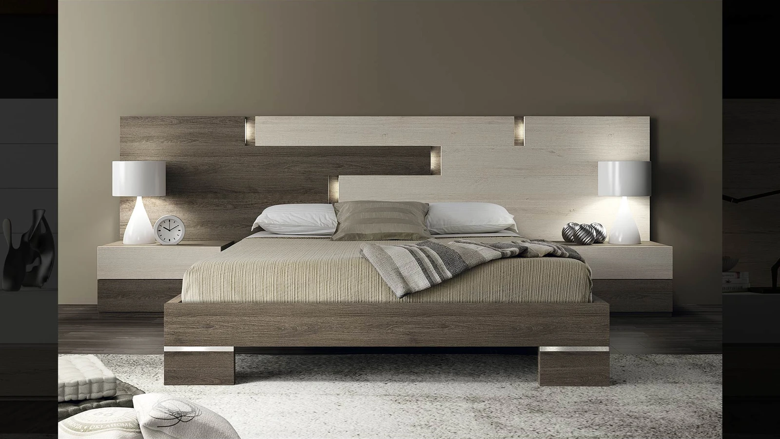 Chanvre - Chambre moderne avec tête de lit éclairage intégré