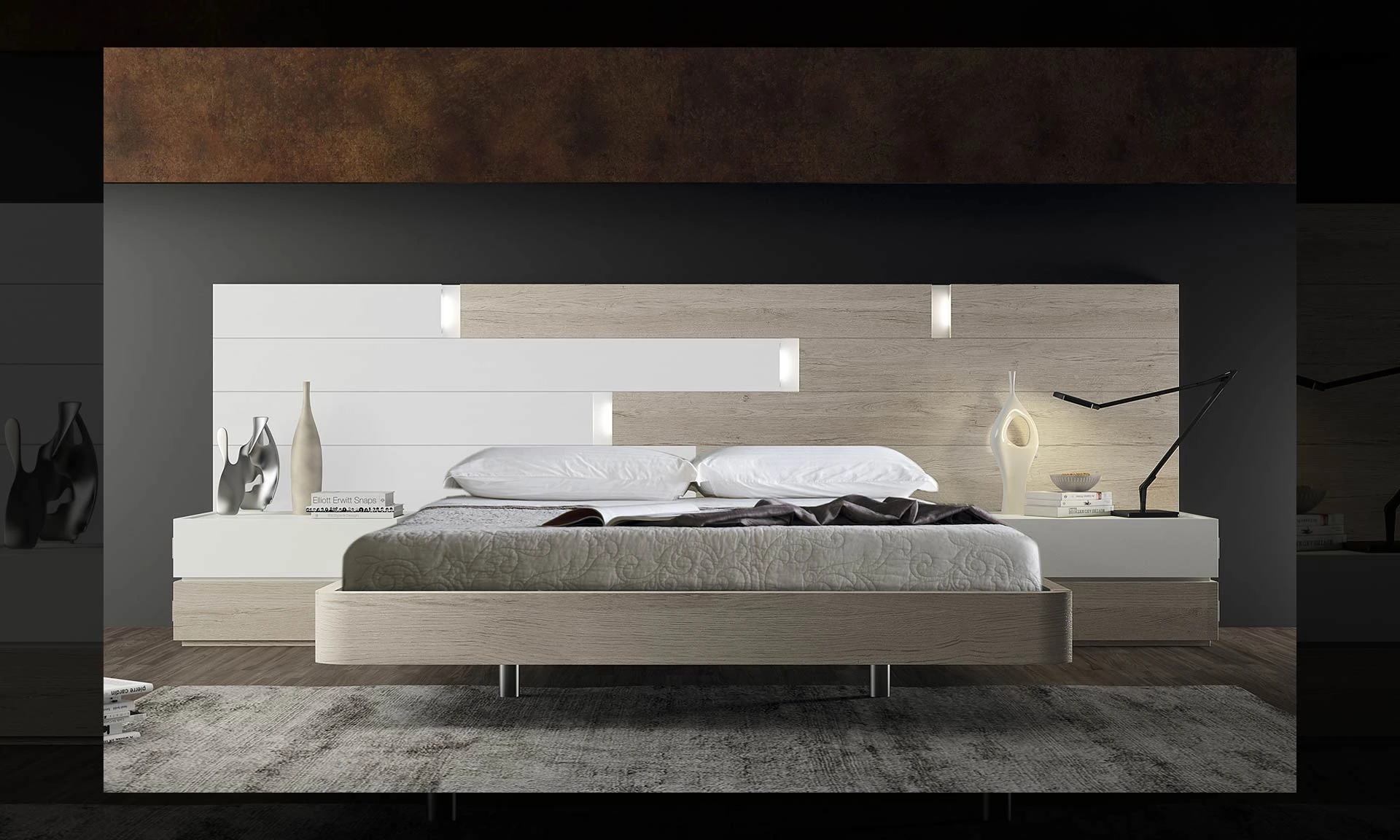 Chanvre - Chambre moderne avec tête de lit éclairage intégré