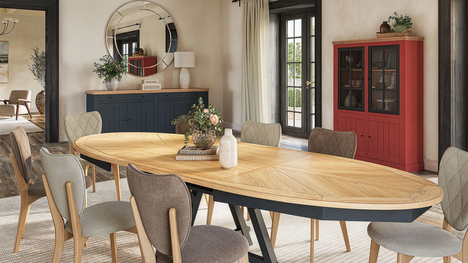 Clara - Table extensible ovale en bois
