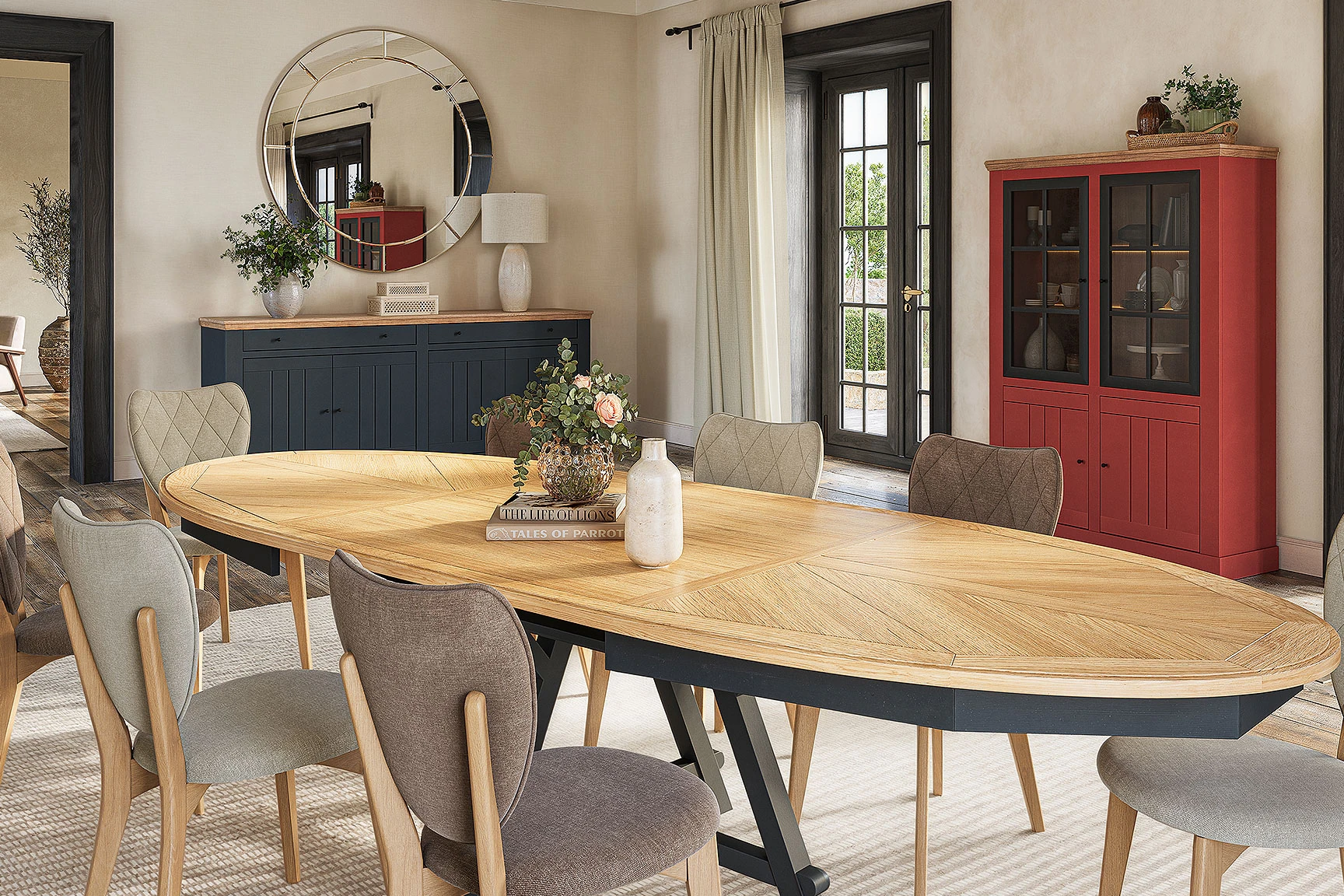Clara - Table extensible ovale en bois