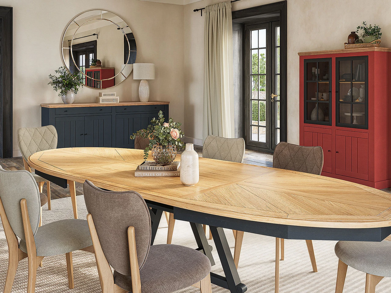 Clara - Table extensible ovale en bois