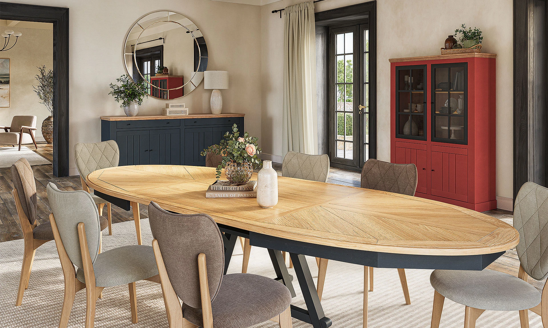 Clara - Table extensible ovale en bois