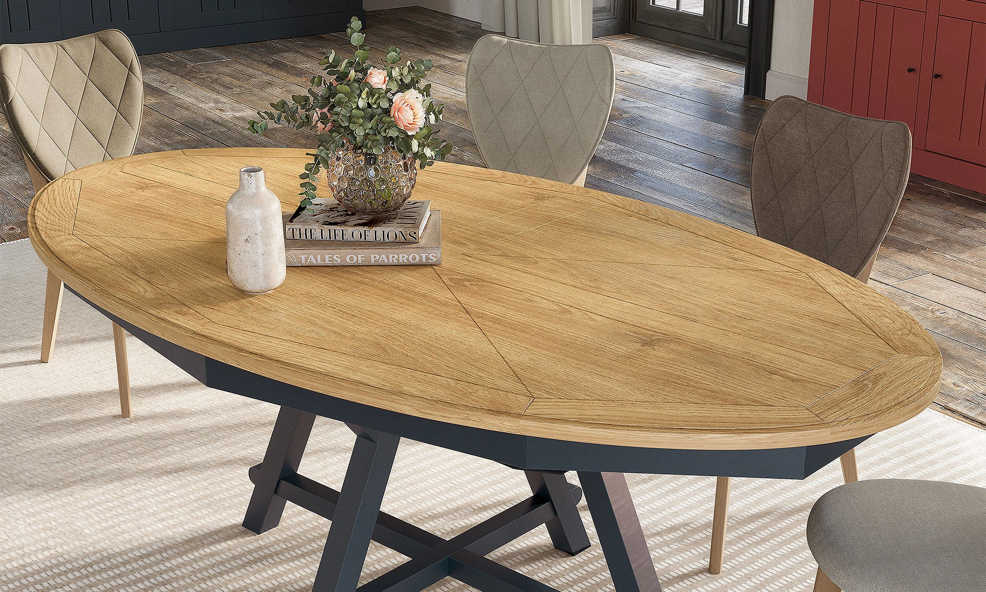 Clara - Table extensible ovale en bois