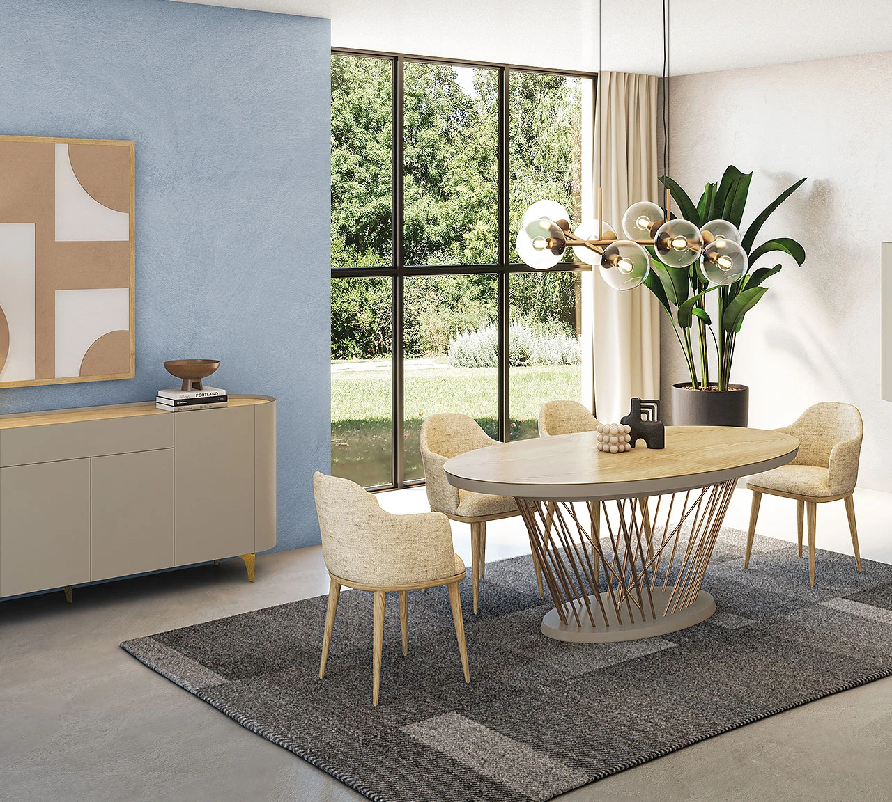Divin - Table ovale et enfilade 4 portes