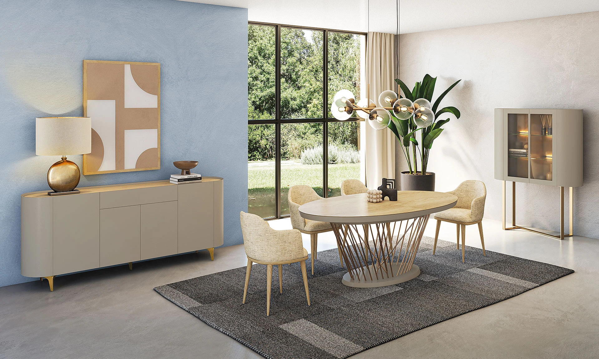 Divin - Table ovale et enfilade 4 portes