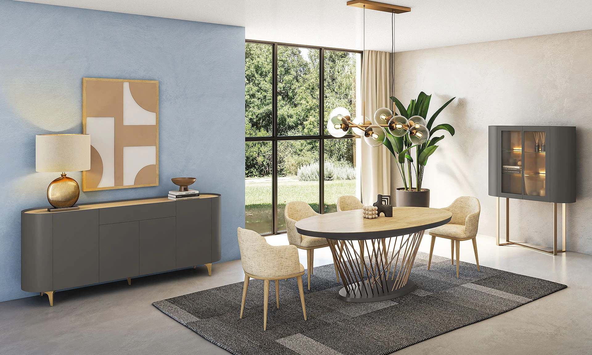 Divin - Table ovale et enfilade 4 portes