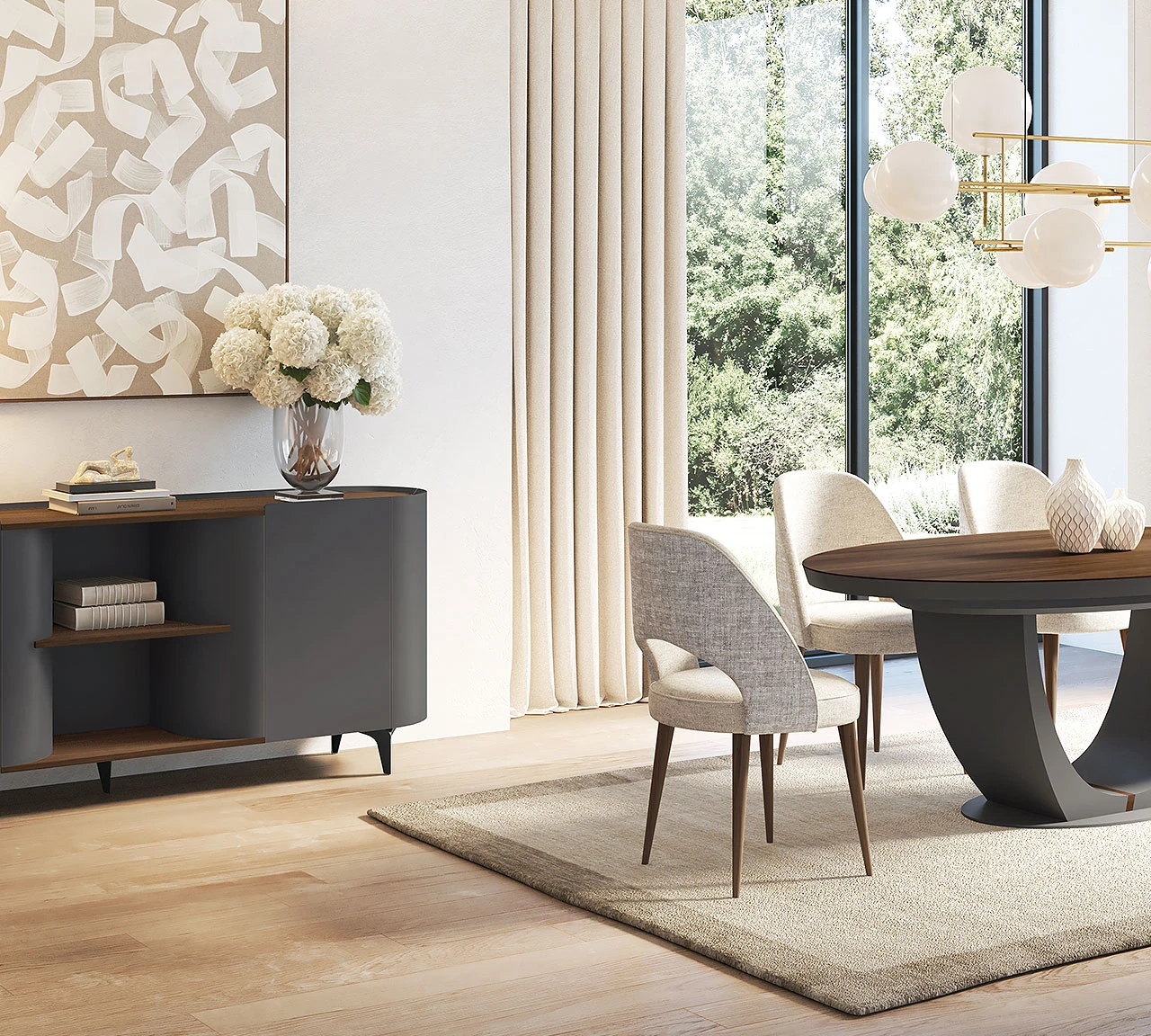 Divin - Table ovale et enfilade 2 portes
