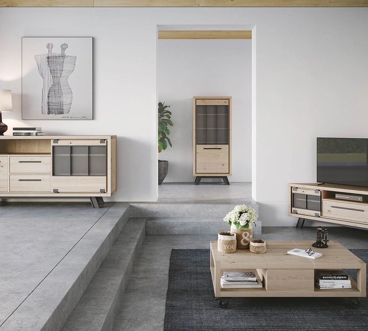 Fantasy - Meuble TV d’angle style industriel