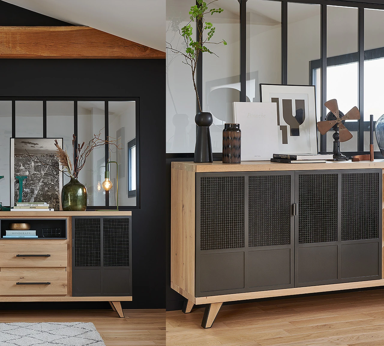 Frame - Enfilade 3 portes 1 niche et enfilade 3 portes 1 tiroir