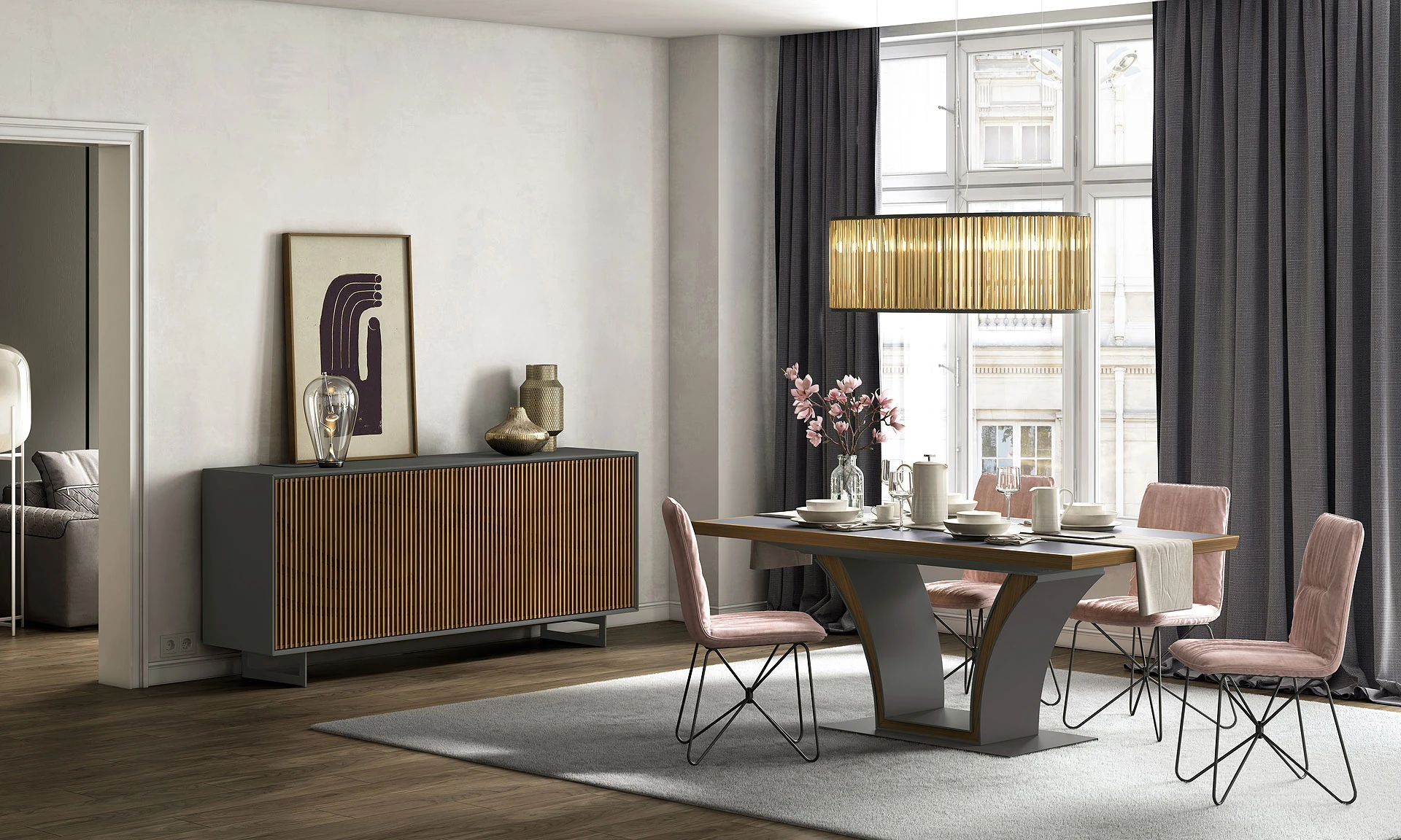 Infini - Buffet 3 portes éclairage LED en option