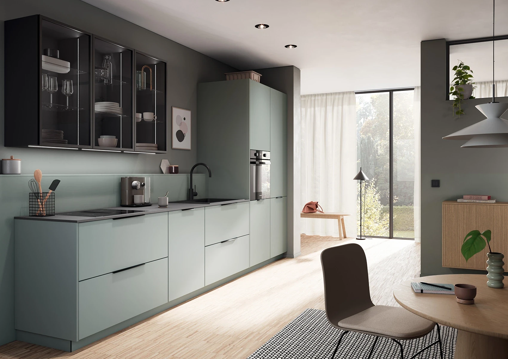 SCALA EUCALYPTUS - Cuisine minimaliste vert eucalyptus