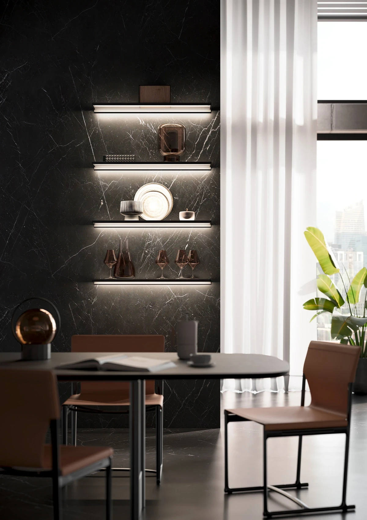 AV 7030-GL BLACK STAR - Cuisine systemat décor pierre et chêne sauvage