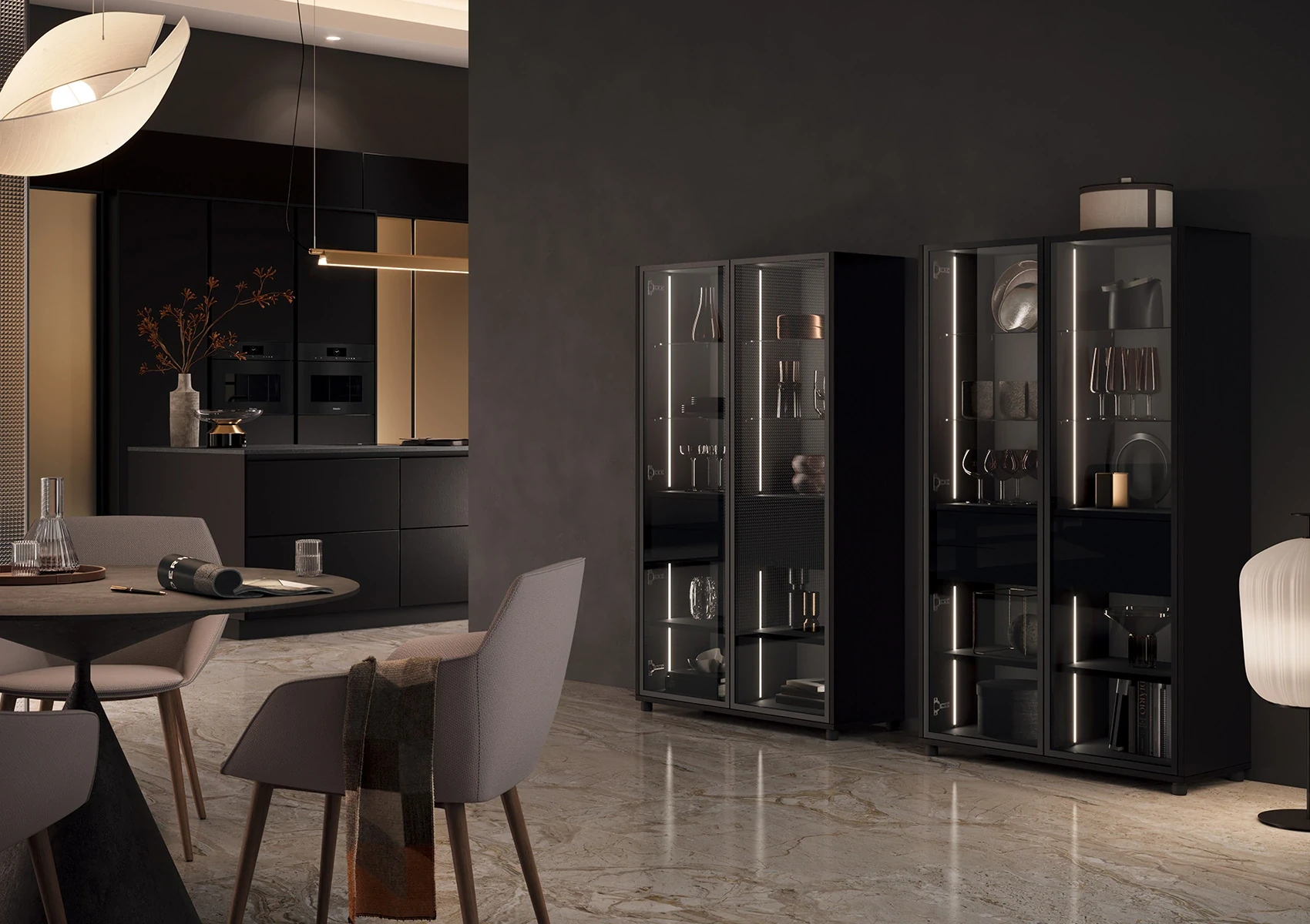 AV 7070 GL BRONZE - Cuisine design bronze et chêne noir