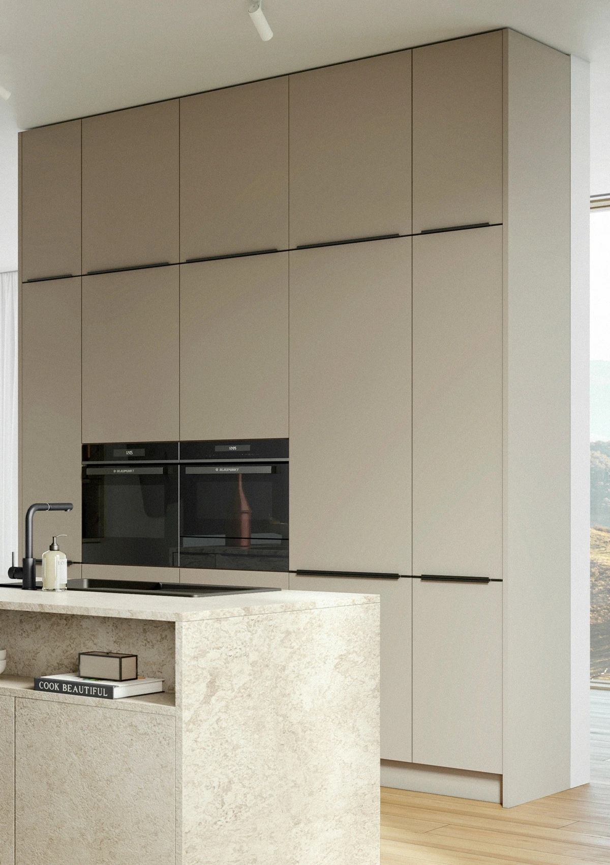 AV 3050 GRANIT BEIGE / AV 6000 TERRE D'OMBRE NATURELLE - Cuisine systemat aspect pierre