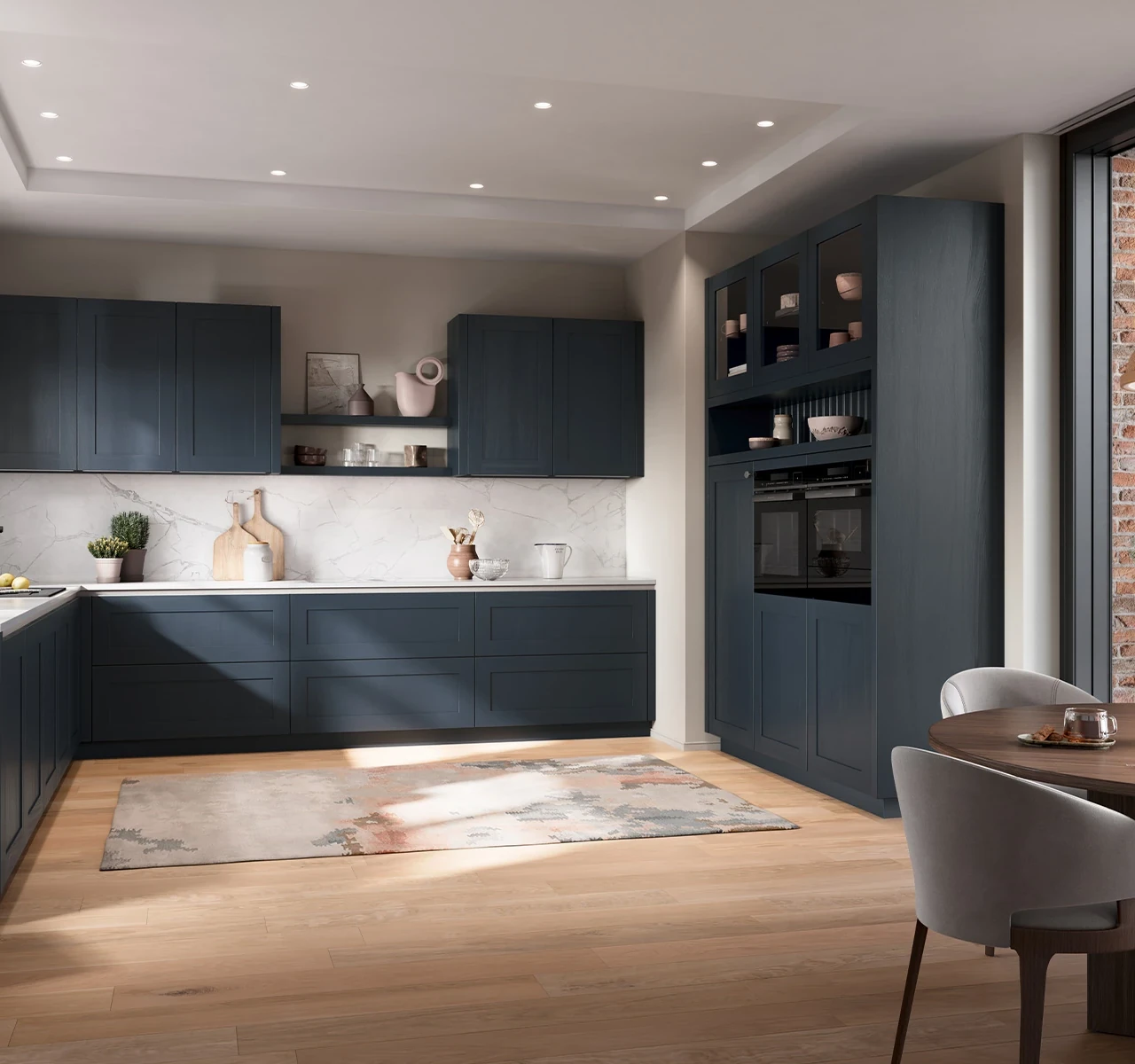 HAMPTON-GL BLEU VELOURS - Cuisine style maison de campagne moderne