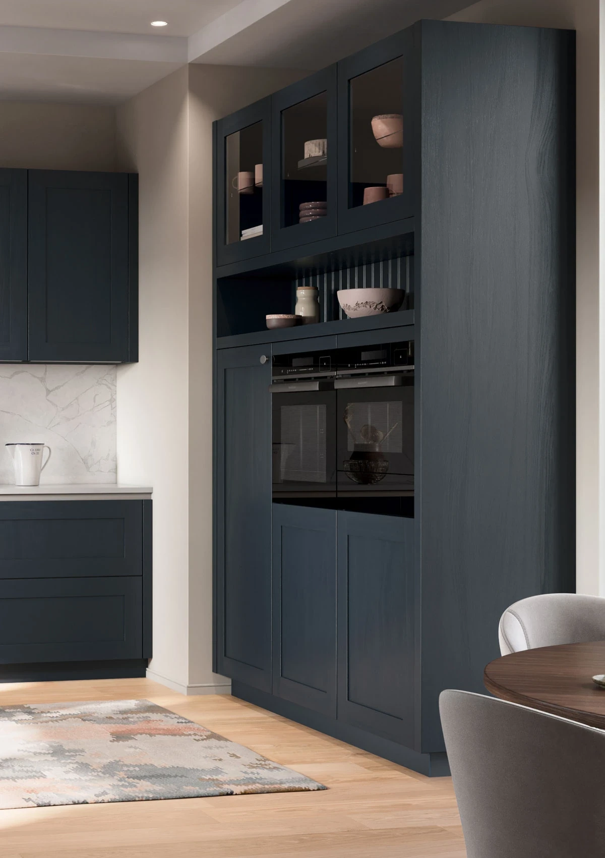 HAMPTON-GL BLEU VELOURS - Cuisine style maison de campagne moderne