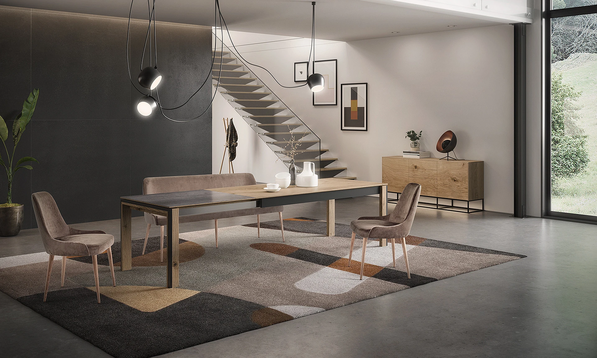 Jazz - Table de repas en bois avec allonge