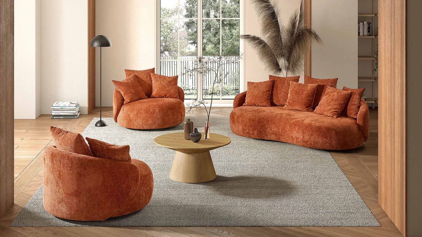Jel - Canapé 3 places et fauteuil pivotant