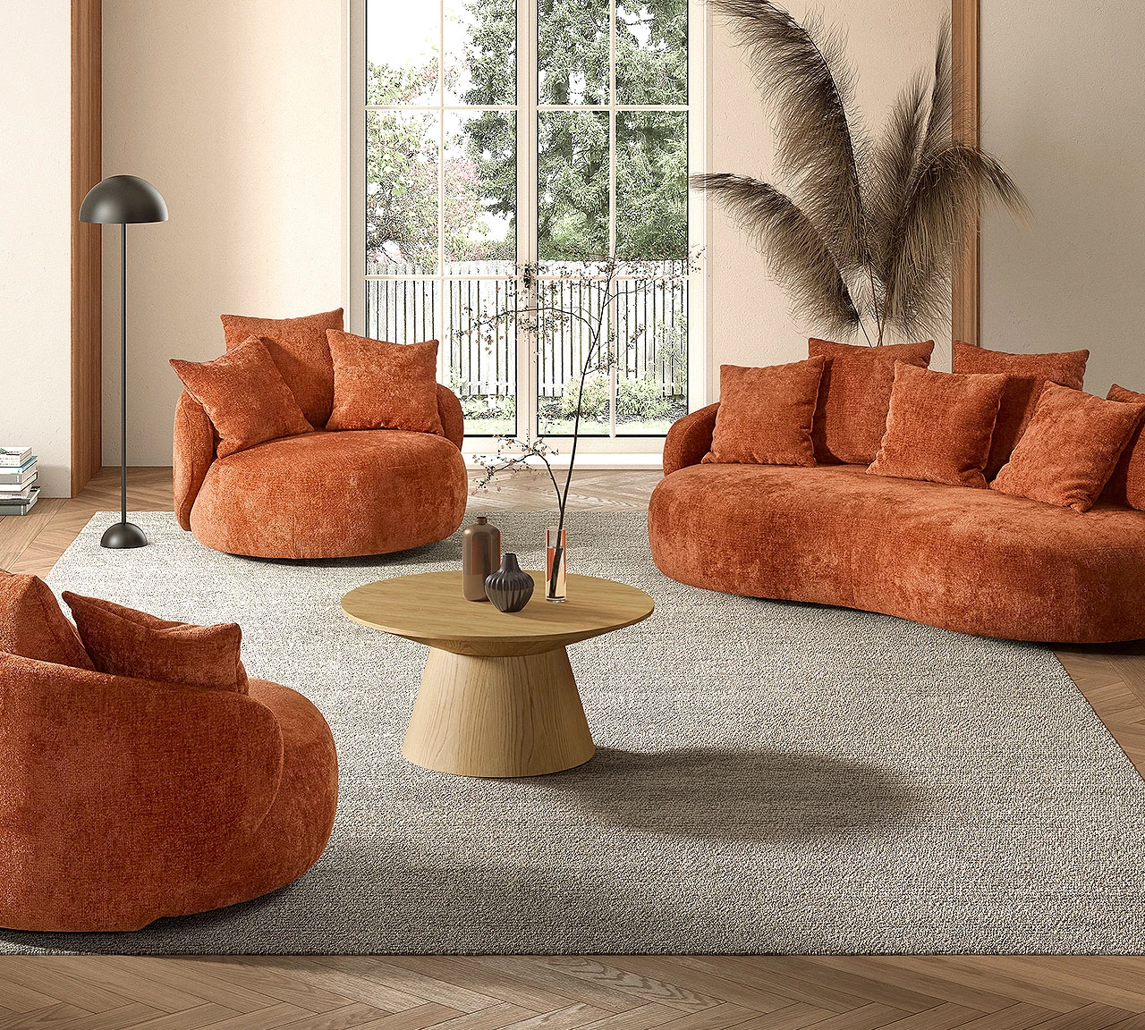 Jel - Canapé 3 places et fauteuil pivotant