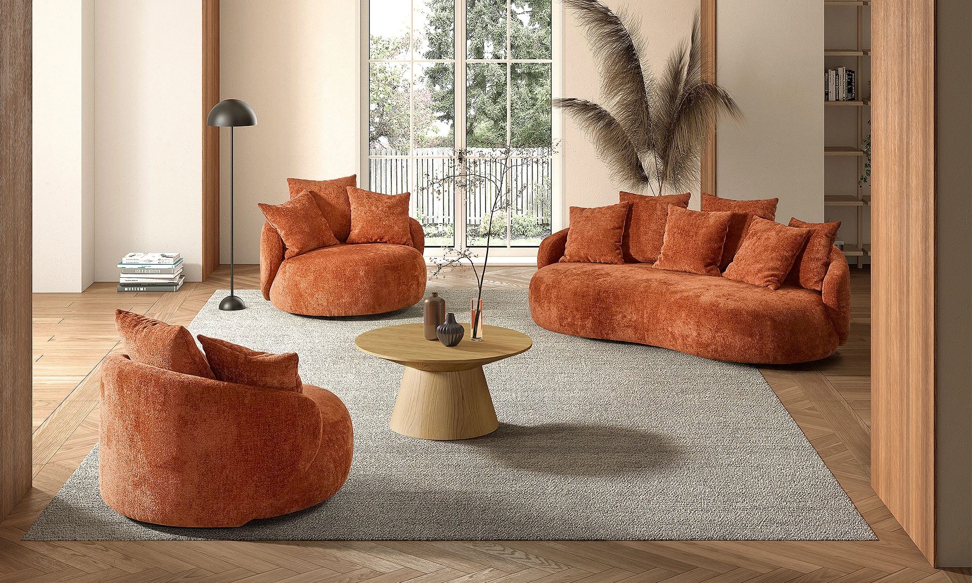 Jel - Canapé 3 places et fauteuil pivotant