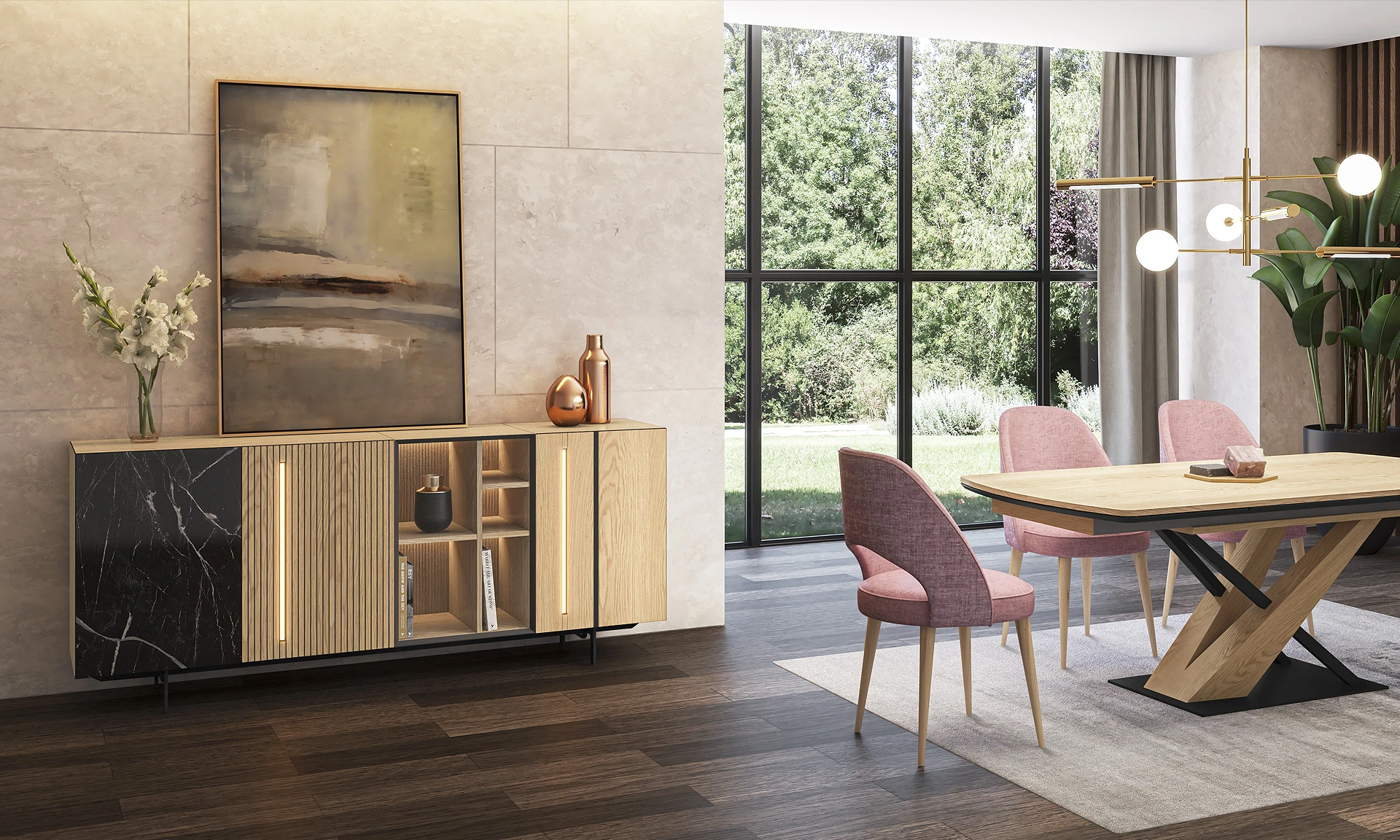 Madura - Enfilade 4 portes option éclairage LED