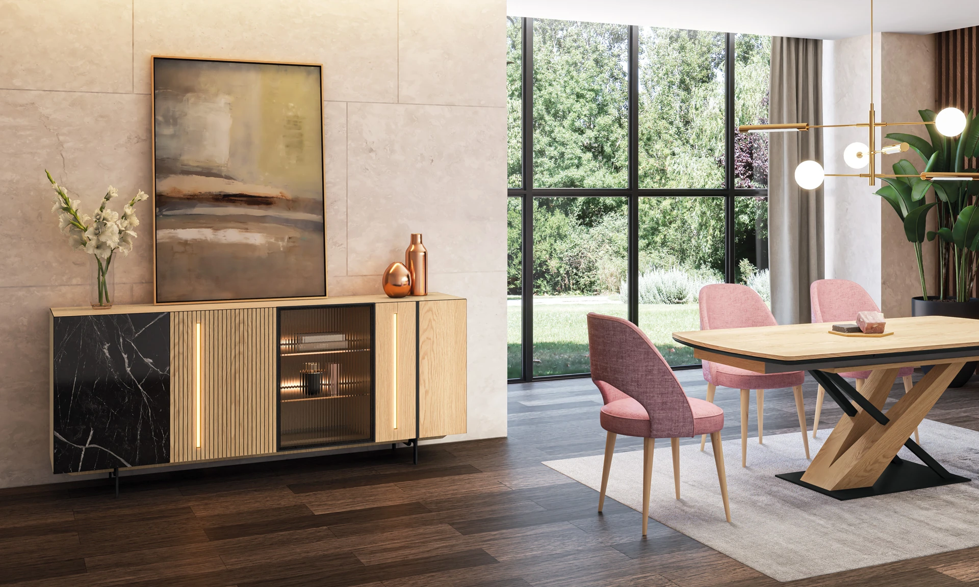Madura - Enfilade 4 portes option éclairage LED
