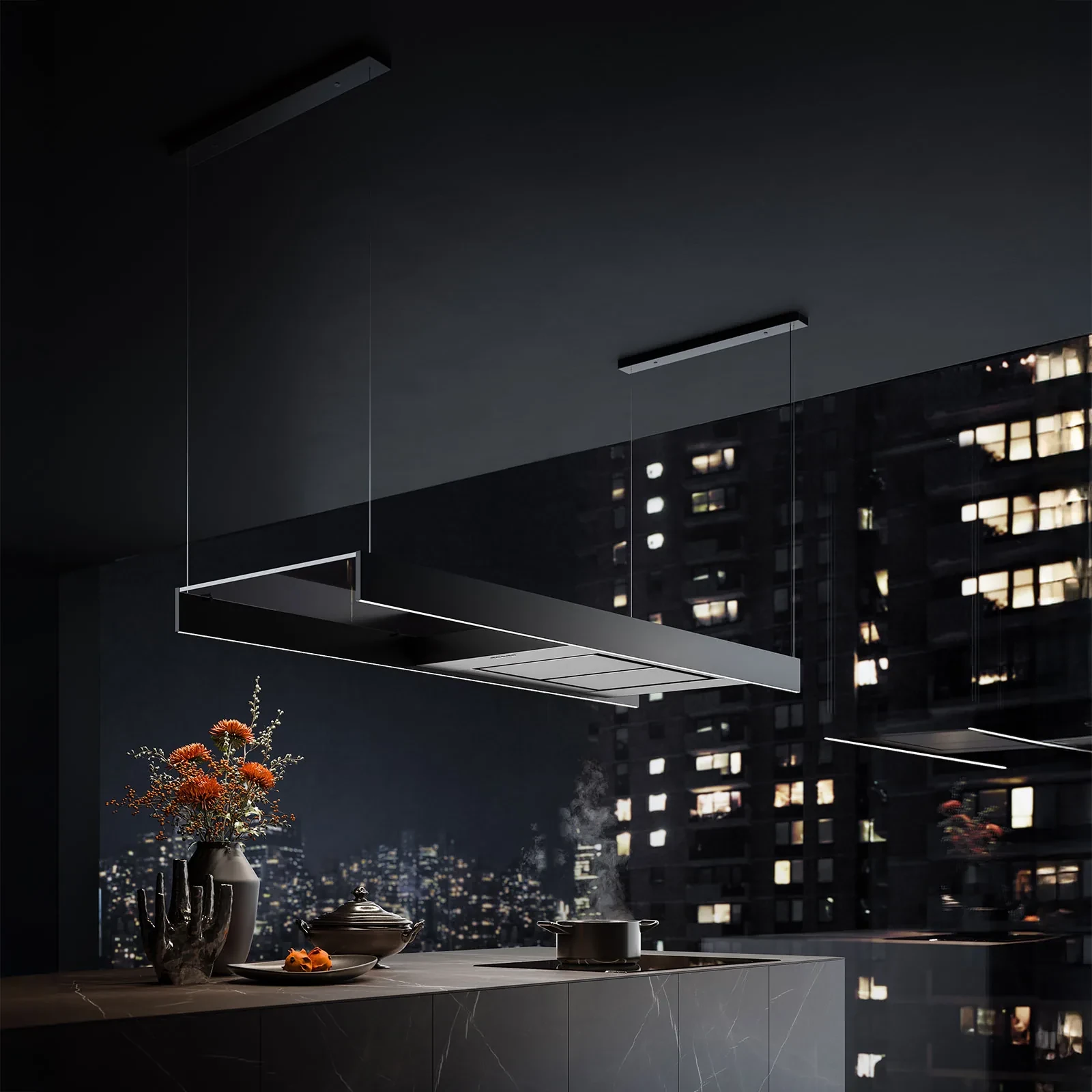 FALMEC LIGHT · Îlot 120 cm, Noir