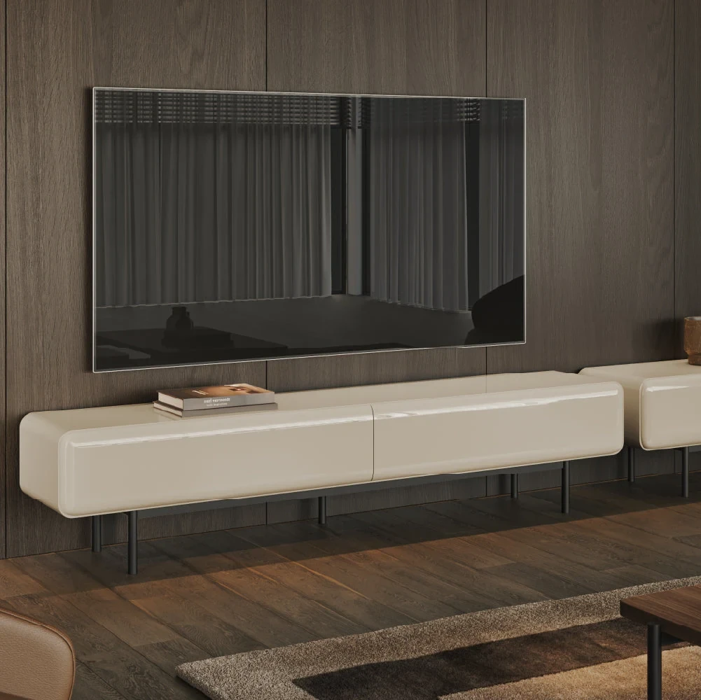 Rocco 240 cm - Meuble TV 3 tiroirs sur pieds