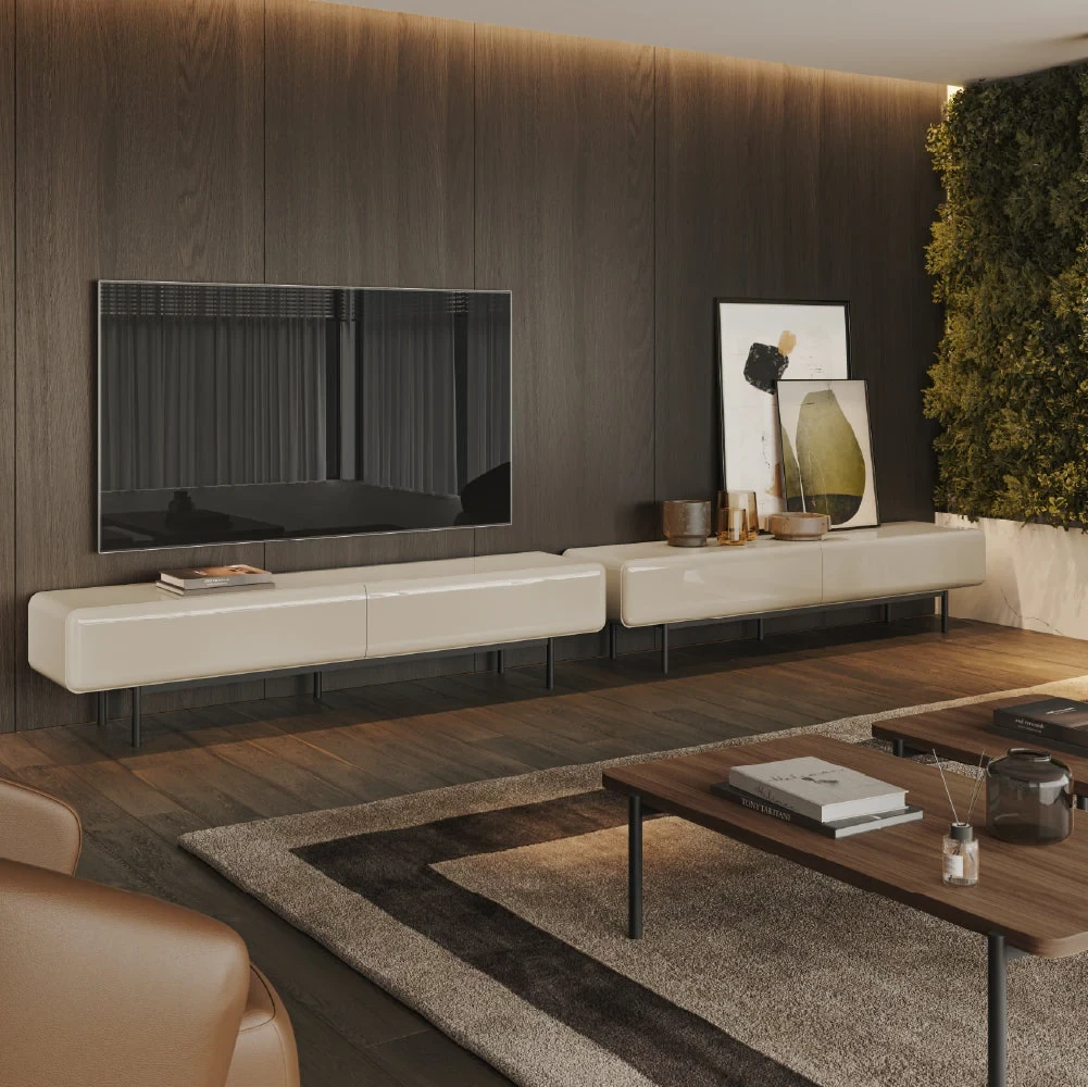 Rocco 240 cm - Meuble TV 3 tiroirs sur pieds