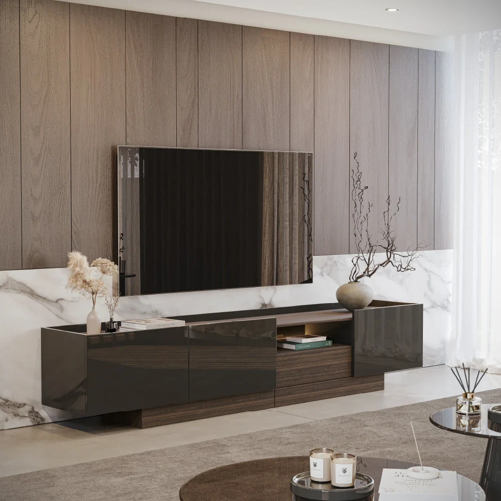 Vollmer 240 cm - Meuble TV niche centrale