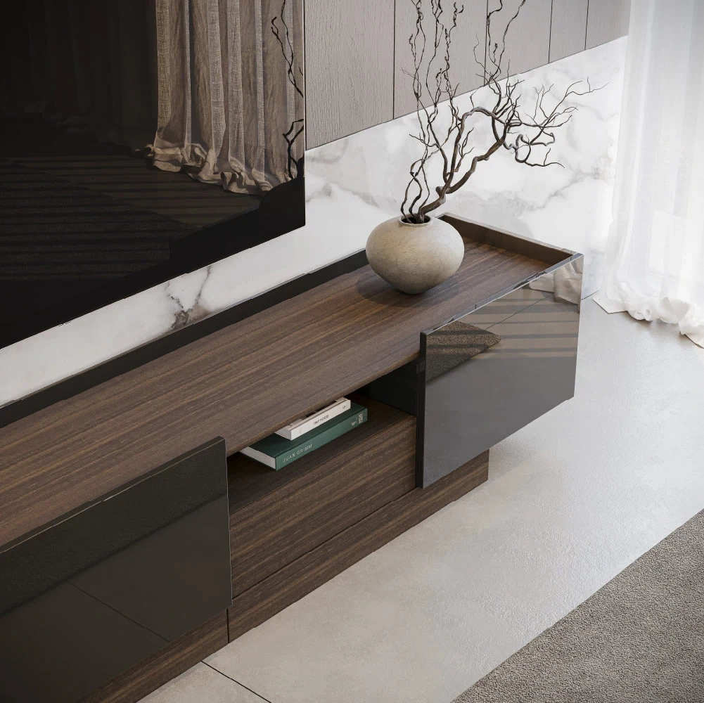 Vollmer 240 cm - Meuble TV niche centrale