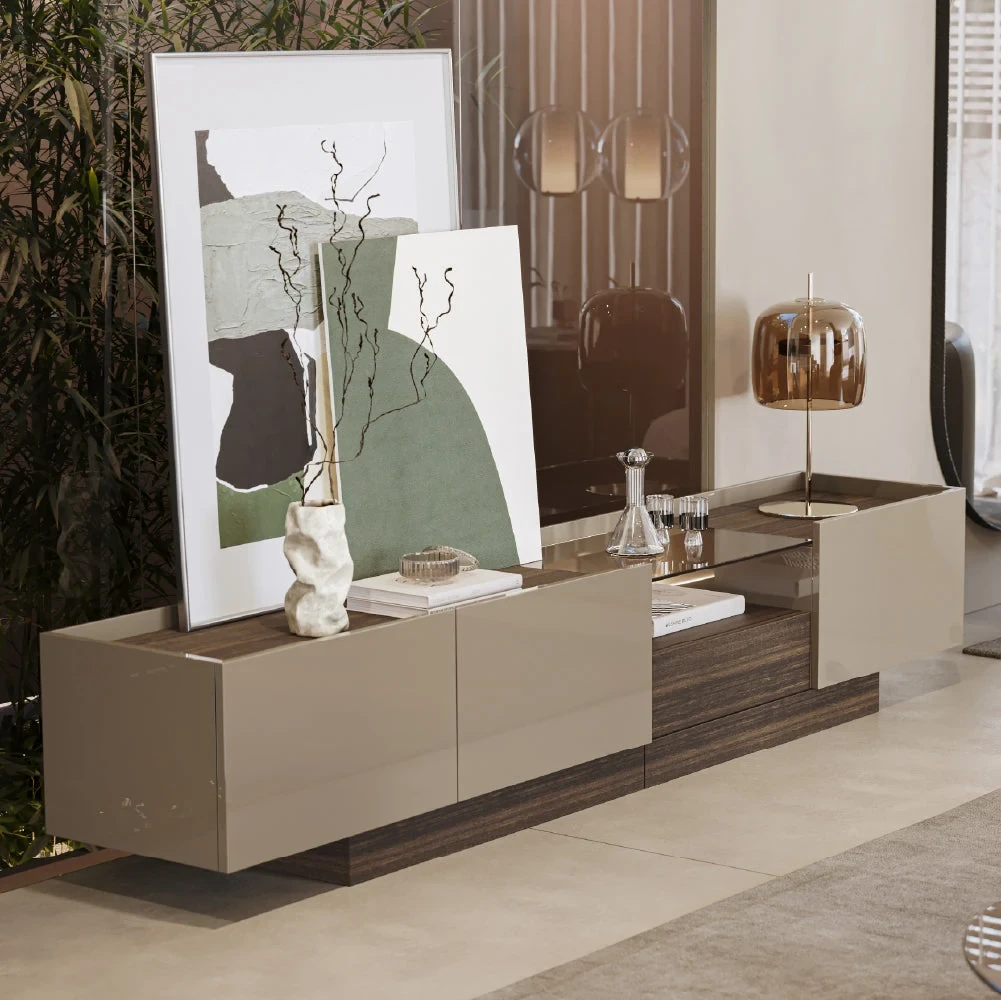 Vollmer 240 cm - Meuble TV tablette bois