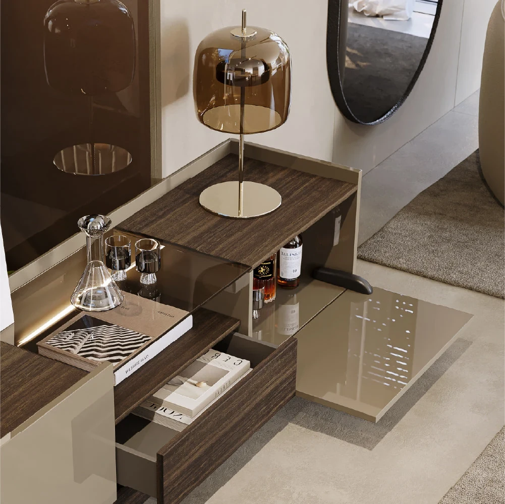 Vollmer 240 cm - Meuble TV tablette bois